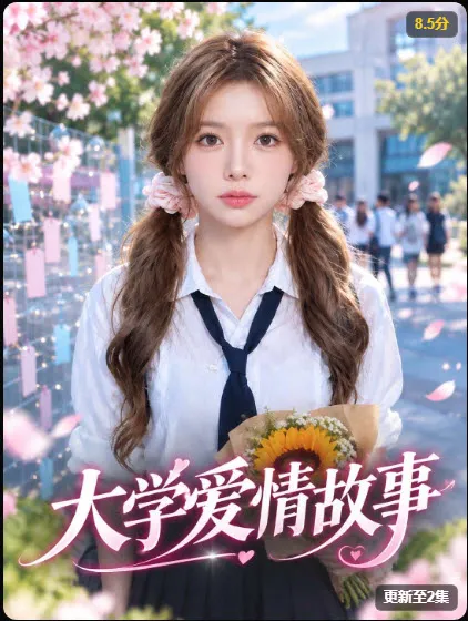 赤果短剧热播短剧《大学爱情故事》竖屏海报